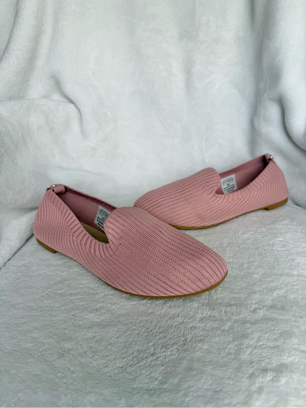 Danskin HOPE Ballet Flats Brown Ribbed Knit Slip On Memory Foam Womens 6